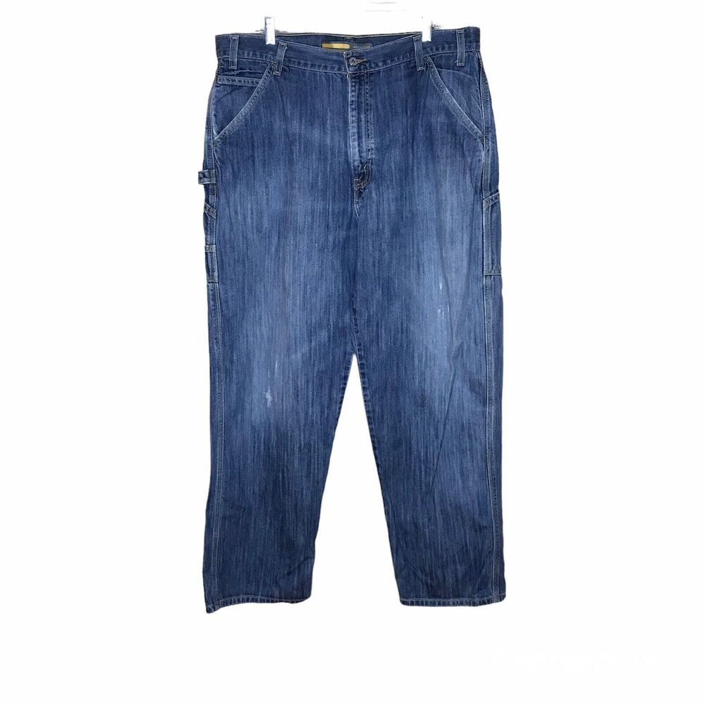 Levi's Silver Tab Mens‎ Sz 38/34 Denim Carpenter Jeans Medium Wash Blue Logo